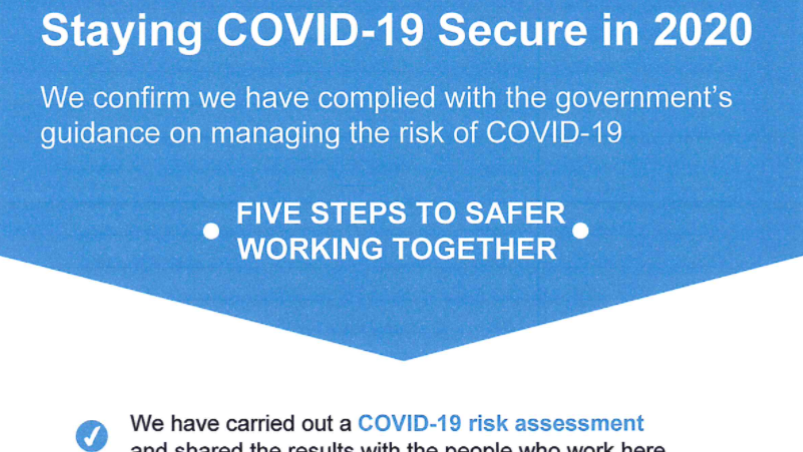 STAYING COVID-19 SECURE IN 2020