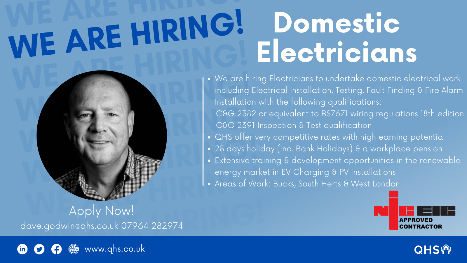 Join QHS's Electrical Team In Bucks, South Herts & West London